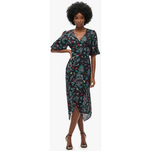 Superdry - Transparante midi-jurk met korte mouwen - Dames - Jurken