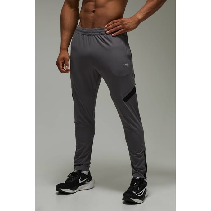 Heren Active Tape Zip Taps Toelopende Jogger | Charcoal | Size XL
