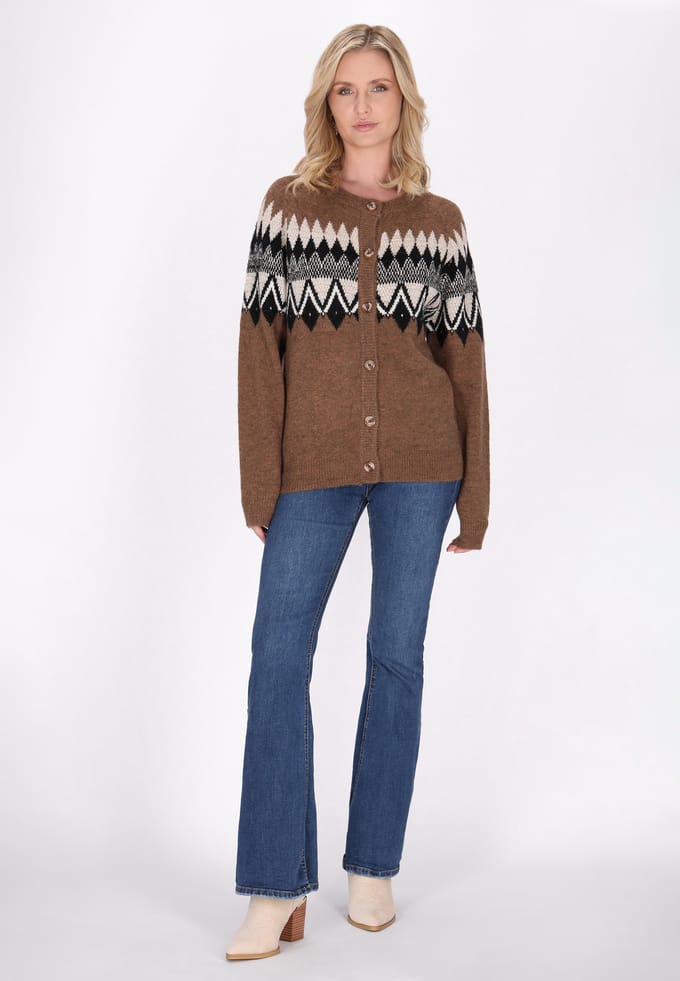 usha Vest Dames Camel Veelkleurig