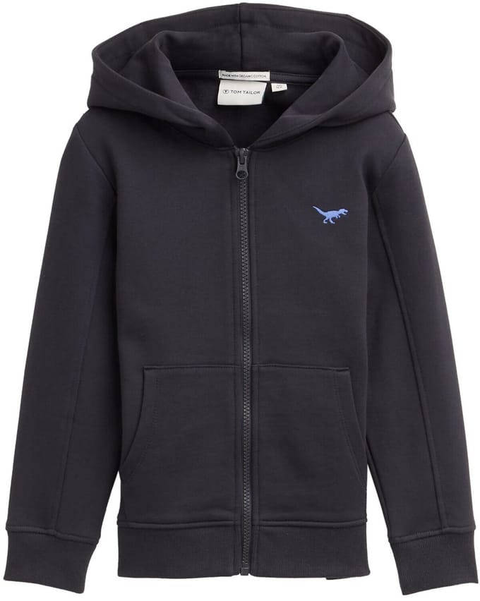 Tom Tailor - Hoodie sweatjas met borduursel - Maat 92/98 - coal grey