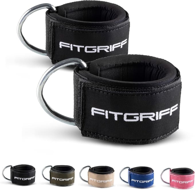 Ankle Straps for Cable Machines - Heavy Padded Ankle Cuffs - Gym Workout Kickback Exercise for Women and Men - Adjustable and Comfortable