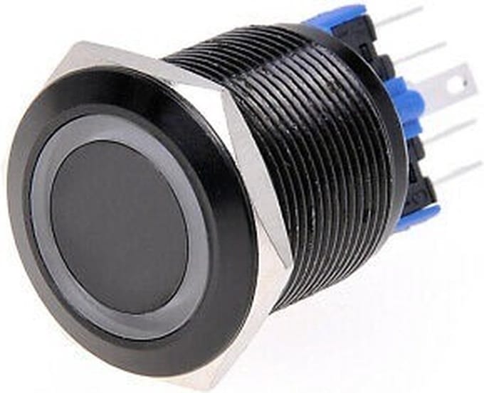 Push schakelaar blauwe verlichting - 19mm