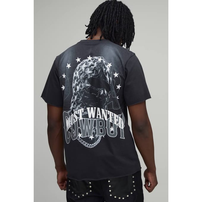 Lang Regular Fit Gewassen Most Wanted Masker T-shirt | Black | Size Medium