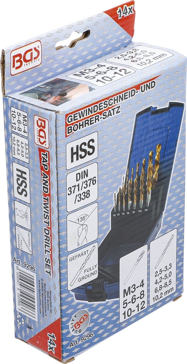 BGS Machinetap + spiraalboorset 14 delig
