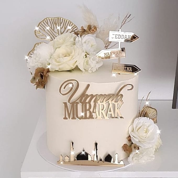 Taarten en Geschenken Umrah Mubarak taart topper set - Cake decoratie - 3 stuks