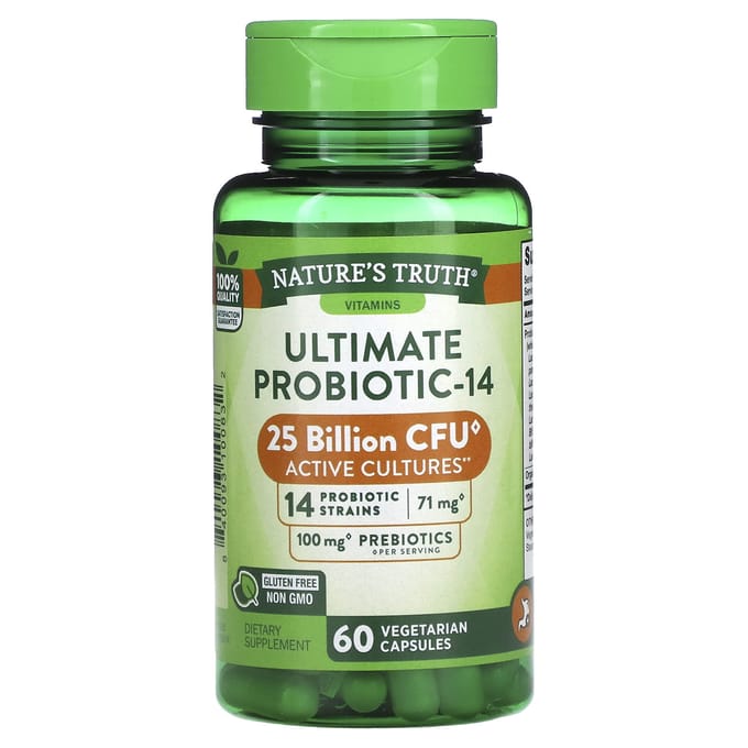 Nature's Truth, Ultimate Probiotic-14, 25 miljard KVE, 60 plantaardige capsules