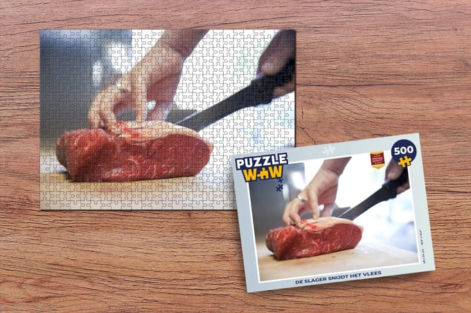 Puzzel De slager snijdt het vlees - Legpuzzel - Puzzel 500 stukjes