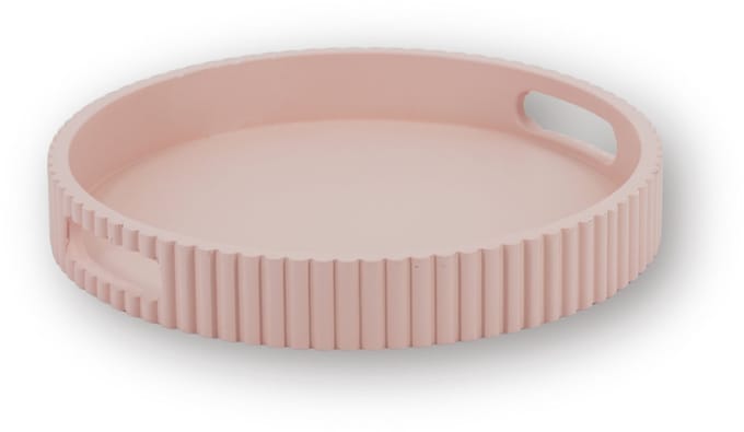 Housevitamin Dienblad 25,5x25,5 cm – Lichtroze– Geribbelde Rand – MDF – 4 cm Hoog – Nordic Design – Decoratief & Functioneel