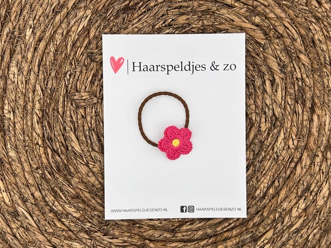 Elastiek - per stuk - hippe kleuren - met bloem - meisjes - blossem - roze