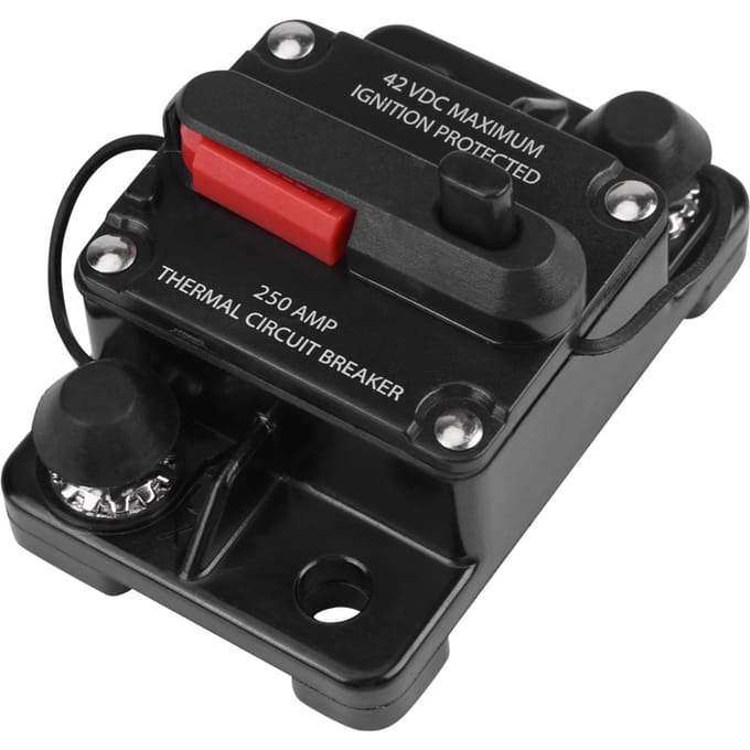 DC12V42V Auto Stereo Audio In-line Stroomonderbreker Handmatige Reset(250A) black