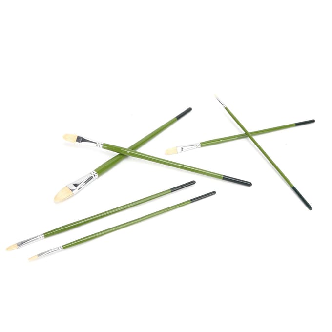Schilderijkwast Sets Multimodaal Varkenshaar 6 Verschillende Maten Olieverfkwasten voor Olieverf Aquarel beige