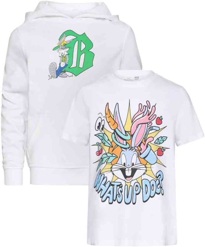 Mister Tee - 2 Pack Bugs Bunny Kinder Tshirt - Kids 146/152 - Wit/Wit