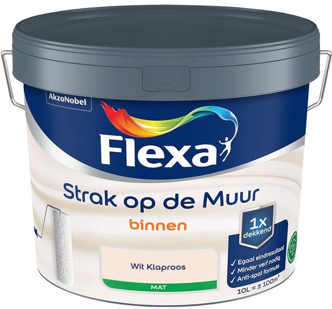 Flexa - Strak Op De Muur Binnen Mat - Wit Klaproos - Mengverf - 10 L