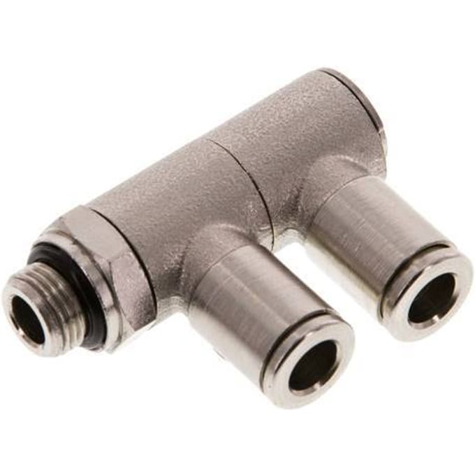 6mm x G1/8'' 2-way Manifold Messing Insteekfitting Buitendraad Draaibaar NBR