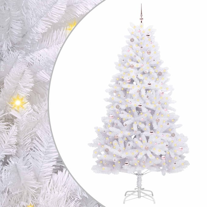 vidaXL Kunstmatige Inklapbare Kerstboom Wit 270 cm PVC en staal