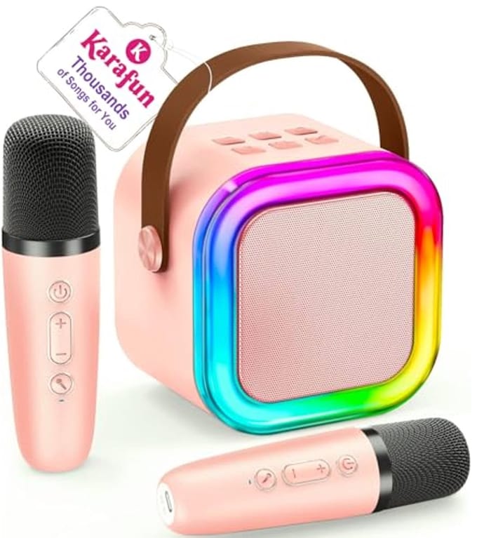 Karaoke Machine - Mini Microfoon - Feest Zingen - 5 Stem Effecten - 2 Microfoons - Wit
