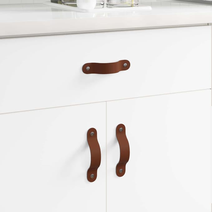 vidaXL Kast Handvatten 2 pcs Bruin 140 x 25 x 2,3 mm PU