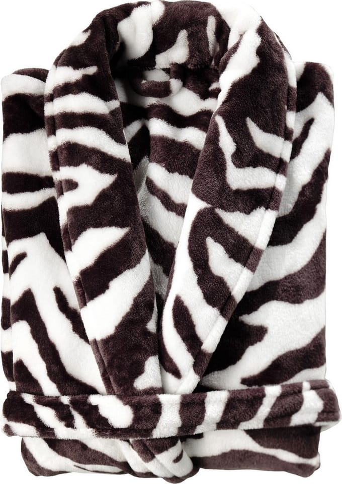Zebra Badjas Lang - Flanel Fleece - Maat S - Brown - Badjas Dames - Badjas Heren