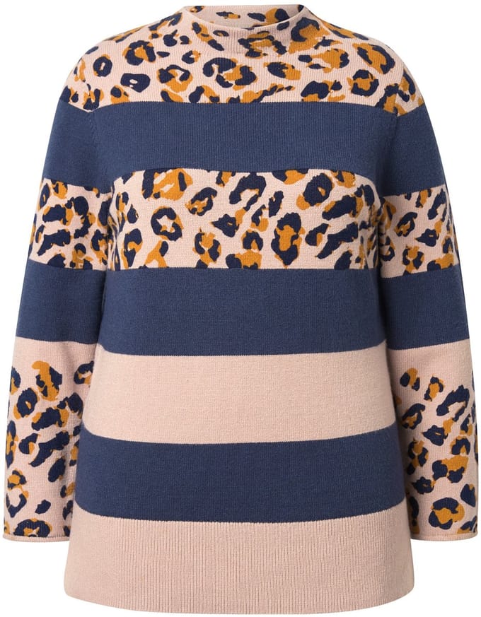 Laurasøn - Dames - Gebreide trui turtleneck lange mouw - Navyblauw - Maat 48+