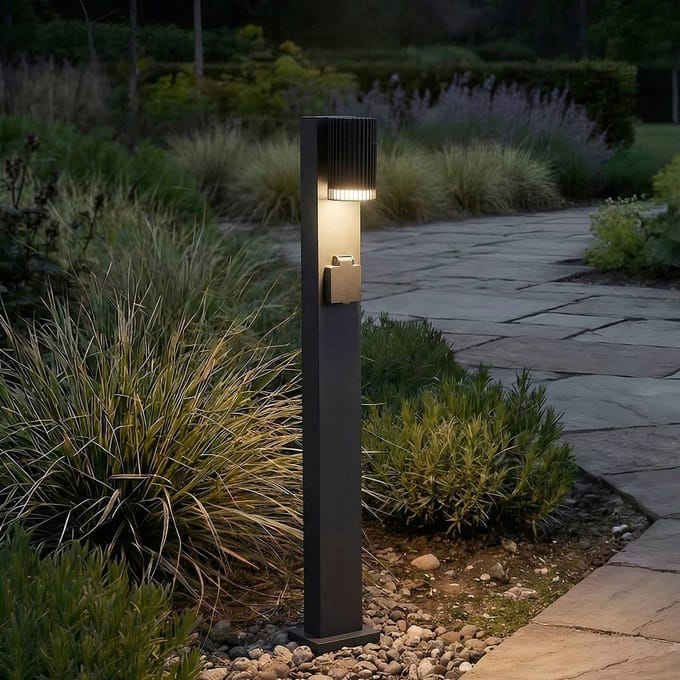 Lindby - Tuinpad verlichting - 1licht - Aluminium, polycarbonaat - H: 80 cm - GU10 - zwart, wit