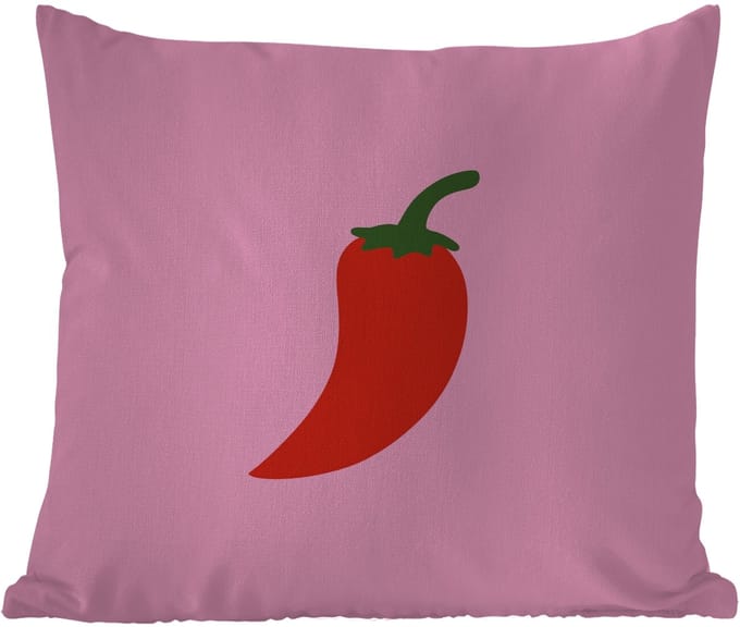 Buitenkussen Weerbestendig - Peper - Rood - Illustratie - 50x50 cm