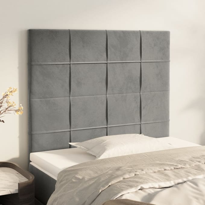 vidaXL - Hoofdbord - lichtgrijs - 90x5x118/128 - cm - fluweel