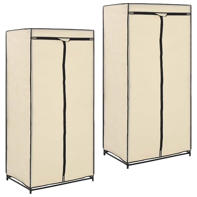 vidaXL - Kledingkasten - 2 - st - 75x50x160 - cm - crème