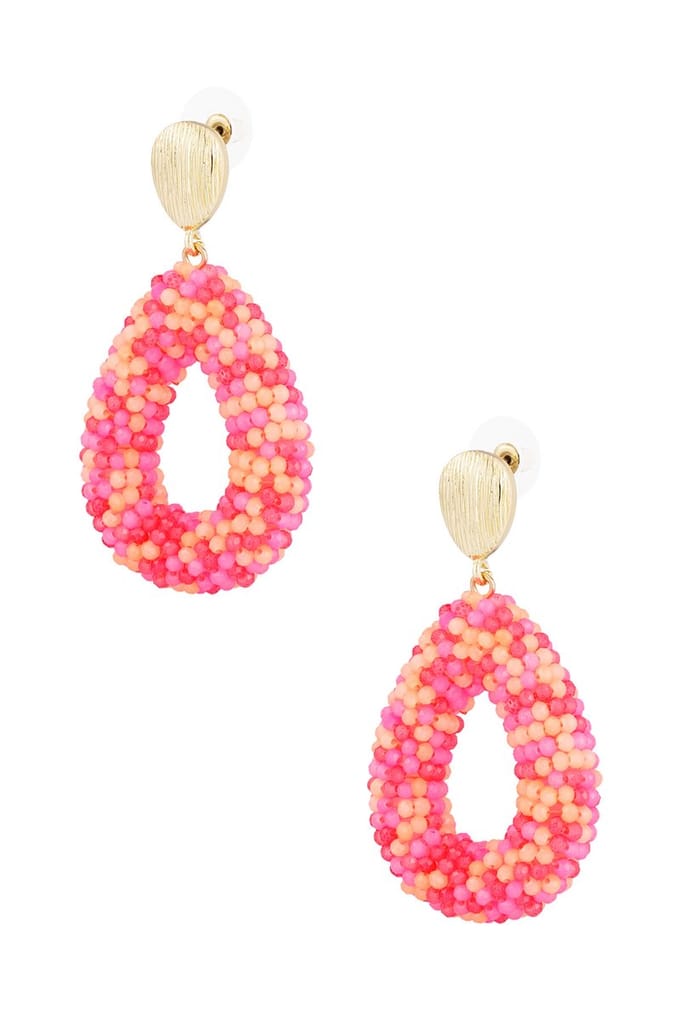 Oorbellen Kralen Discodip - Fuschia Mix