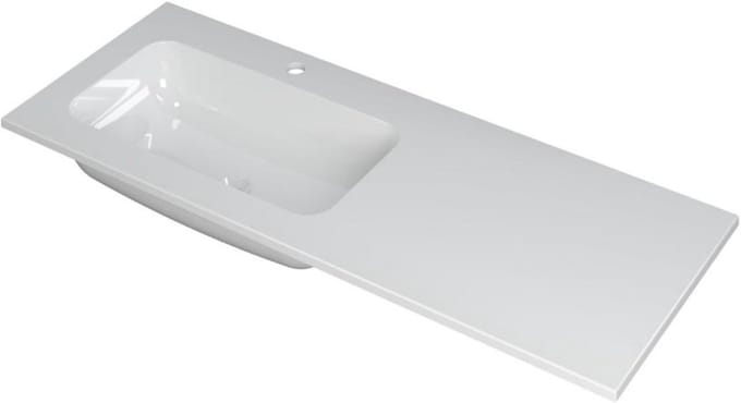 INK Faktor Wastafel Polystone Links met 1 Kraangat - 1200x450x15 mm - Glans Wit