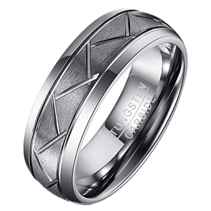 Wolfraam heren ring Diagonale Groeven-21mm