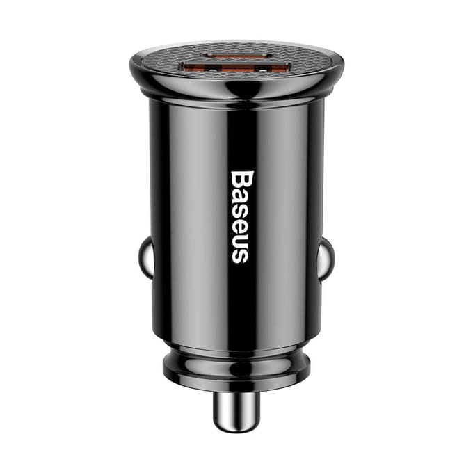 Baseus Autolader met USB C en USB A 4.0 30W - Zwart