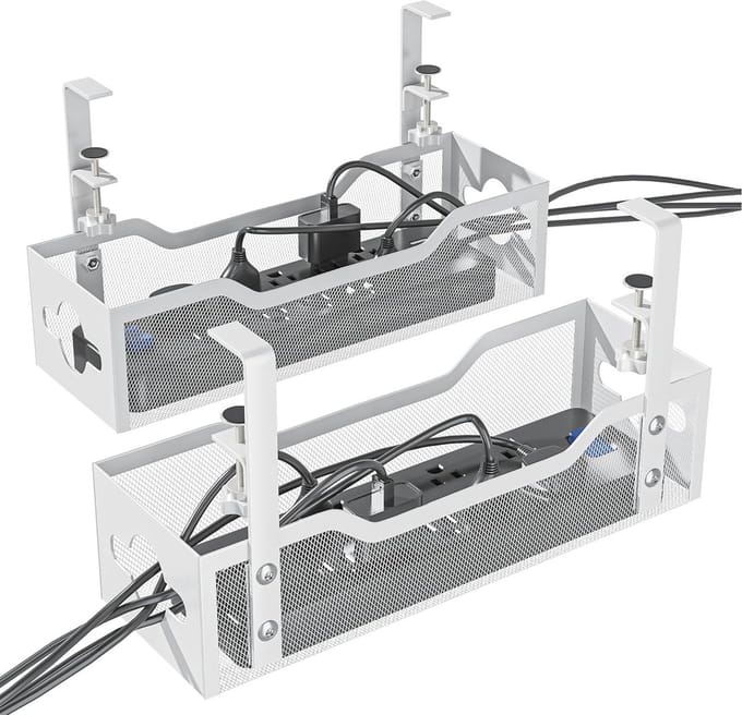 Onder bureau kabelmanagement tray - 2-pack voor een nette werkplek zonder schade