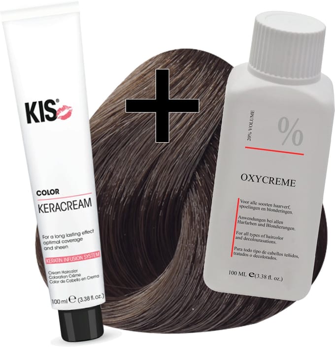 KIS haarverfset - 6MN Donker mat blond  - haarverf & waterstofperoxide