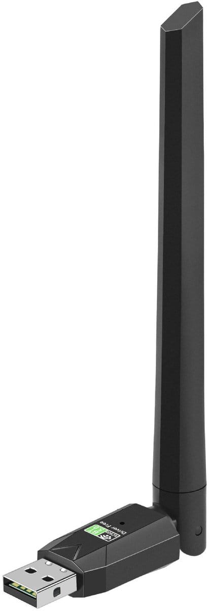 NÖRDIC WiFi 6 & Bluetooth 5.3 USB Adapter – Dual-Band 2.4/5GHz – 900 Mbps – Externe Antenne – Plug & Play voor Windows 10/11