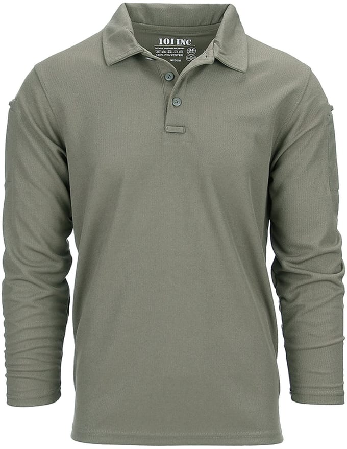101 INC - Tactical polo Quick Dry long sleeve (kleur: Groen / maat: M)