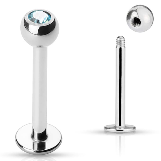 Piercing press fit steen 1.2x8 - aqua - LMPiercings