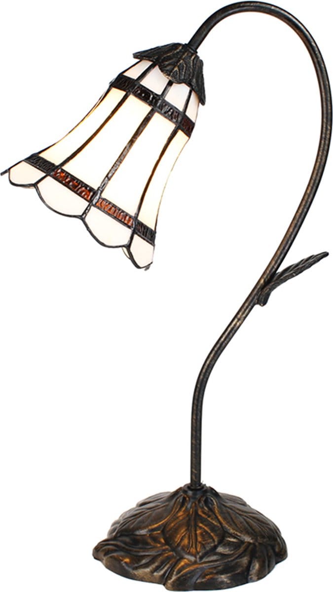 Lumilamp Tiffany Tafellamp 48 cm Bruin Wit Polyresin