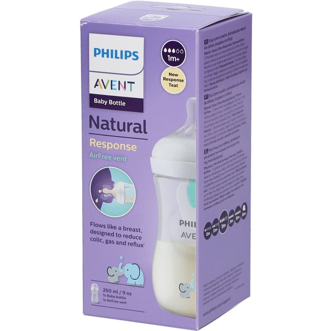 Philips Avent Natural Response babyfles 260 ml – Flow 3 - Olifant-1 fles - SCY673/81