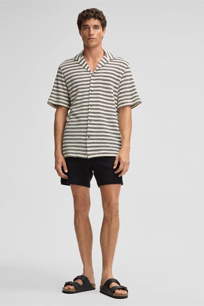 Gebreid poloshirt Cliro, zwart/wit