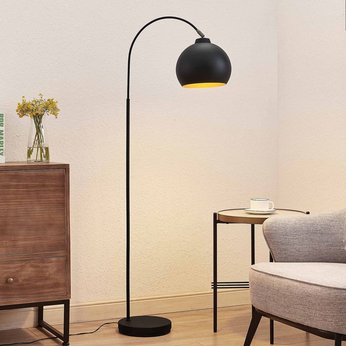 Lindby - booglamp - 1licht - Metaal - H: 148 cm - E27 - zwart, goud