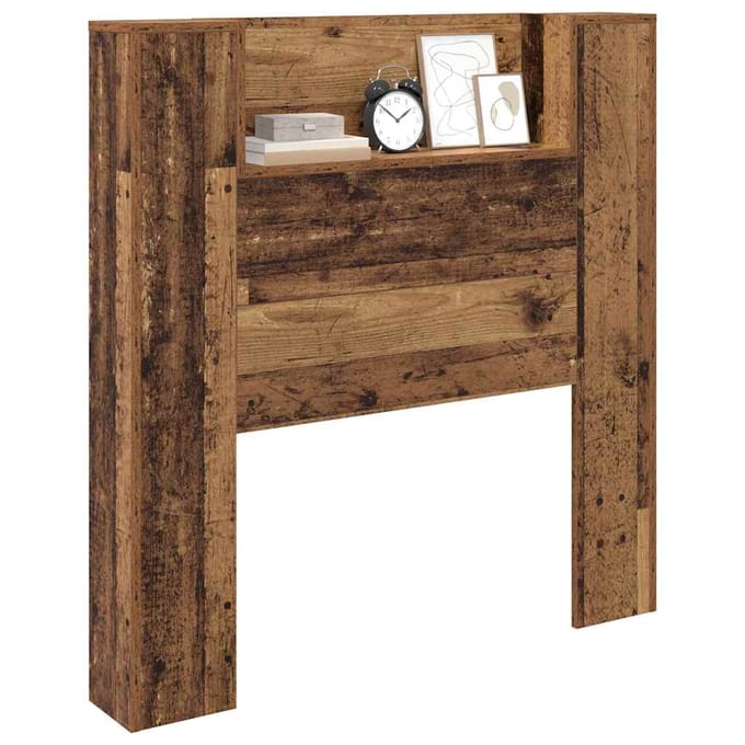 vidaXL - Opslag - hoofdeinde - met - LED - Oud - hout - Bewerkt - hout