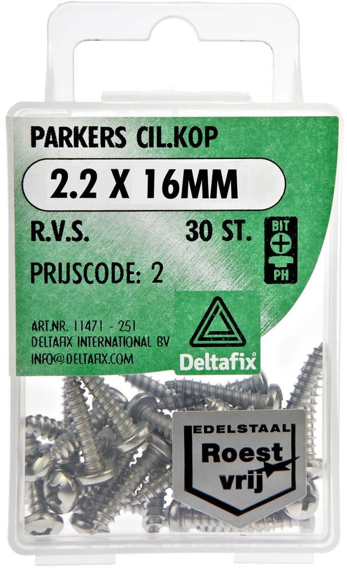 Deltafix - Delta parkers ck 2.2x16mm rvs 25st
