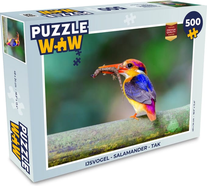 Puzzel IJsvogel - Salamander - Tak - Legpuzzel - Puzzel 500 stukjes