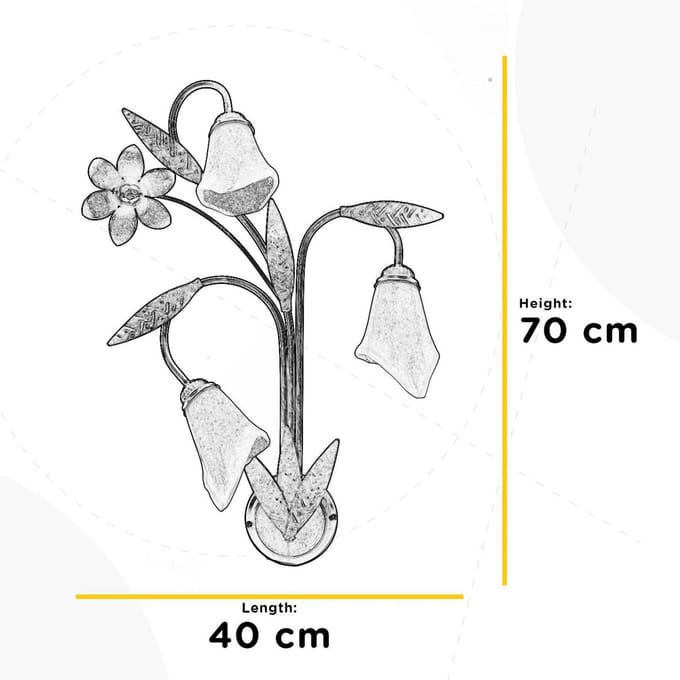 ONLI Alga wandlamp, 3-lamps, ijzer, glas, Florentijn