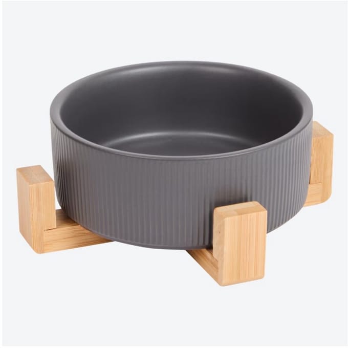 Voerbak Keramiek - 15 cm - 4,5 cm - Grijs