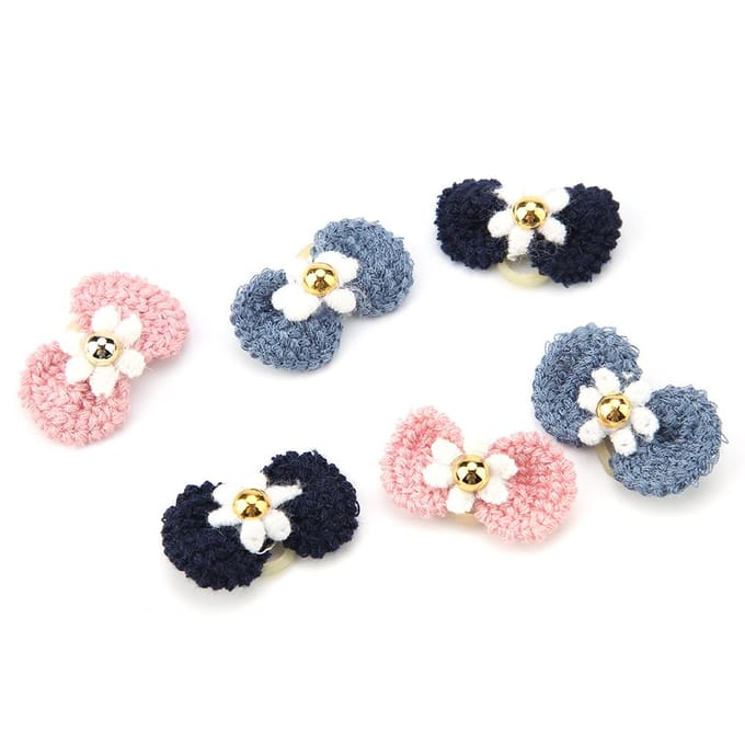 12 Stuks Huisdier Haaraccessoires Hond Elastisch Haar Touw Band Kat Strik Vorm Hoofddeksel gray