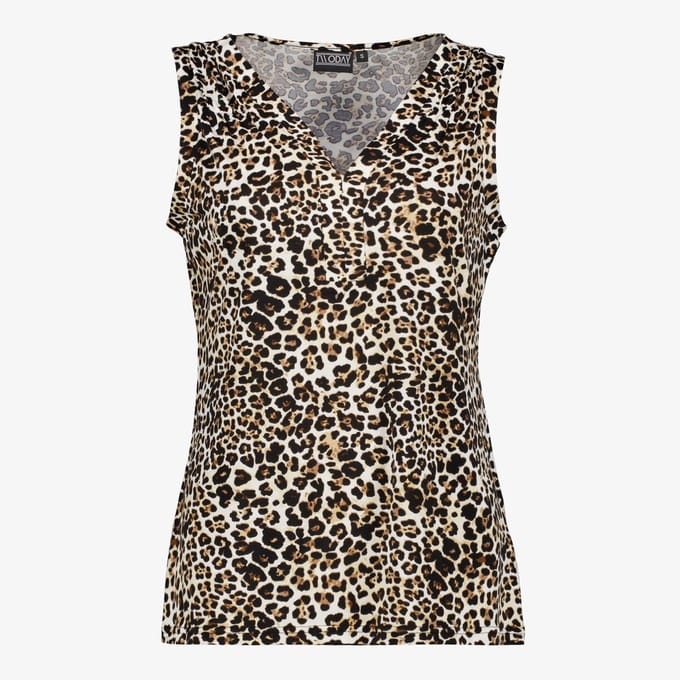 TwoDay dames top met panterprint bruin - Maat M