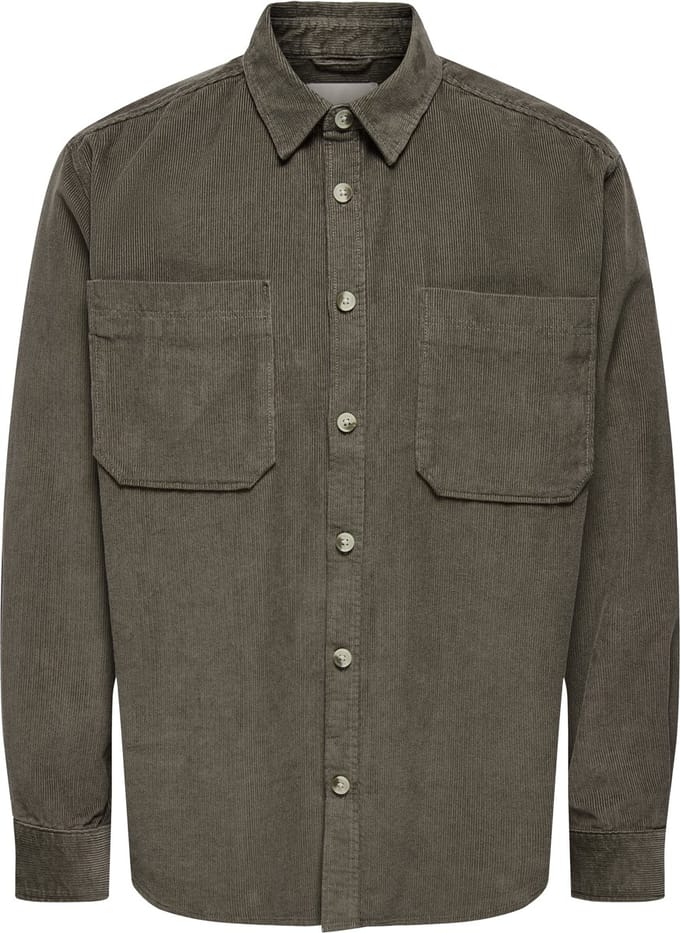 ONLY&SONS - ONSALP RLX 2PKT WASHD CORD LS SHIRT NOOS - Heren - Overhemden