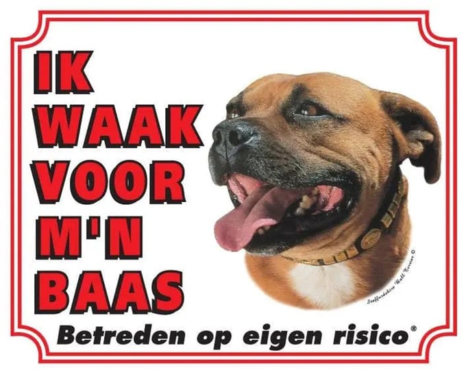 Staffordshire Bull Terrier Waakbord - Ik waak voor