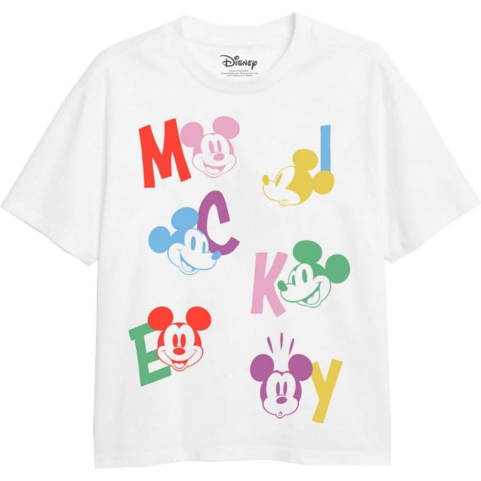 Disney Meisjes Mickey Mouse Letter T-Shirt (Wit)